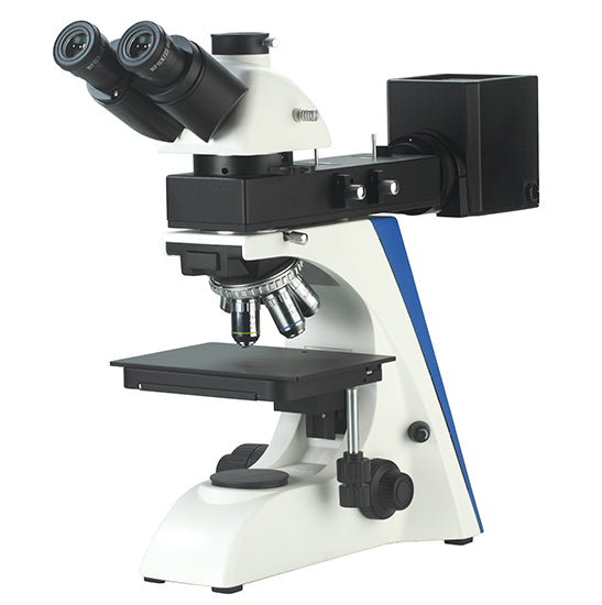 AUC-MET-02HAL Series Trinocular Metallurgical Microscope LWD Infinite Plan BF & DF Lenses, Halogen illumination RF, LED illumination TL (Laboratory / Education / Met Lab Grade)