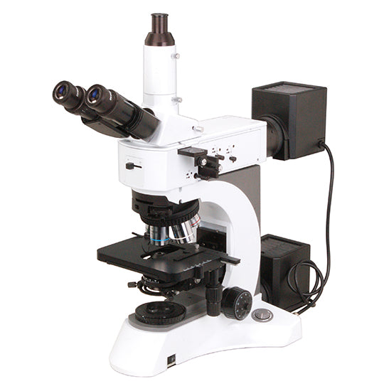 AUC-MET-22 Series Trinocular Metallurgical Microscope Halogen illumination BF & DF Infinite Plan Achro Objectives (Educational / Laboratory / Met Lab Grade)