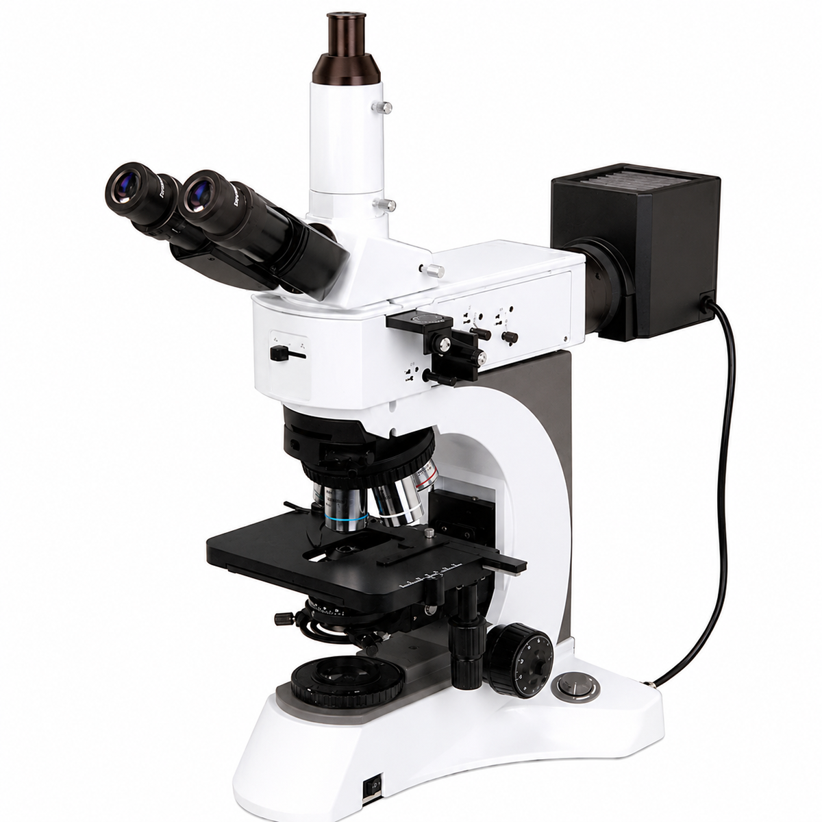 AUC-MET-22 Series Trinocular Metallurgical Microscope Halogen illumination BF & DF Infinite Plan Achro Objectives (Educational / Laboratory / Met Lab Grade)