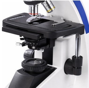 AUC-237 Upright Infinity Plan Biological Microscope with Large 216 x 150mm double-layer mechanical stage; 75 × 55mm movement
