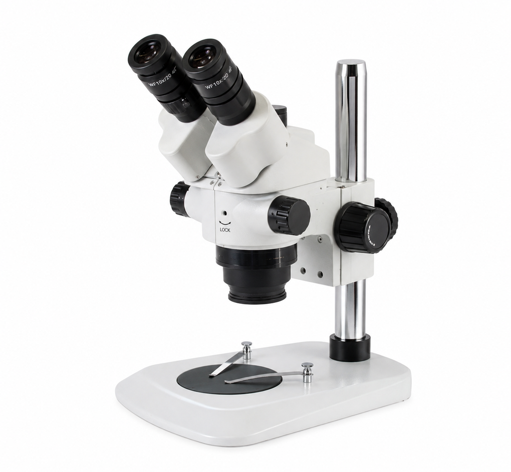 AUC- STE 326 Trinocular Stereozoom Microscope Zoom Range: 7×-45× Stand illumination options (Education / Laboratory Grade)
