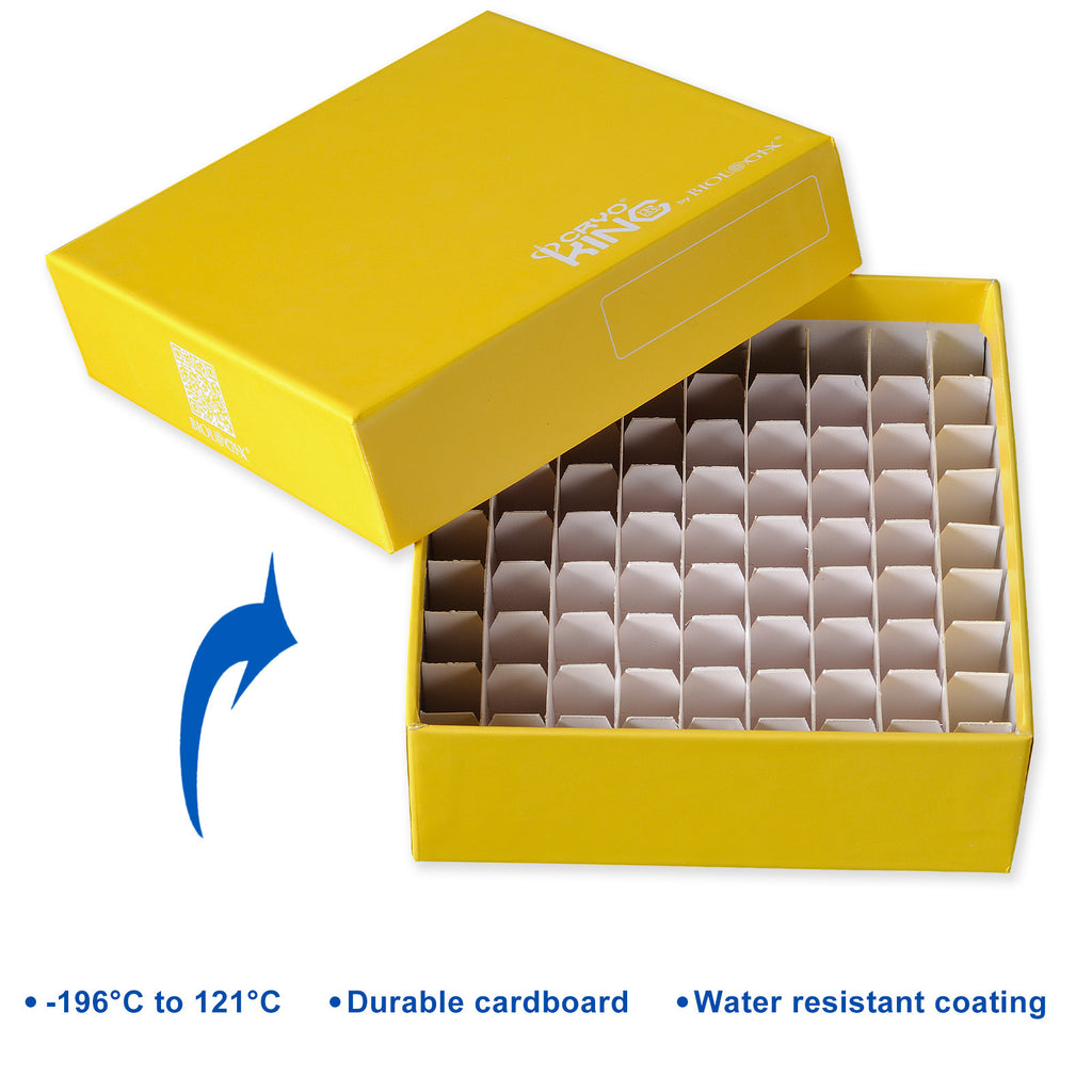 CryoKING® Premium Cardboard Cryogenic Boxes, 2 Inch, Assorted Color, 5 Pieces/Pack, 20 Packs/Case