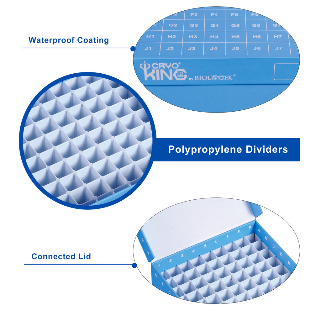 CryoKING® ID-Color™ 2in Cardboard Freezer Boxes (100-well), 5/Pack, 20/Case