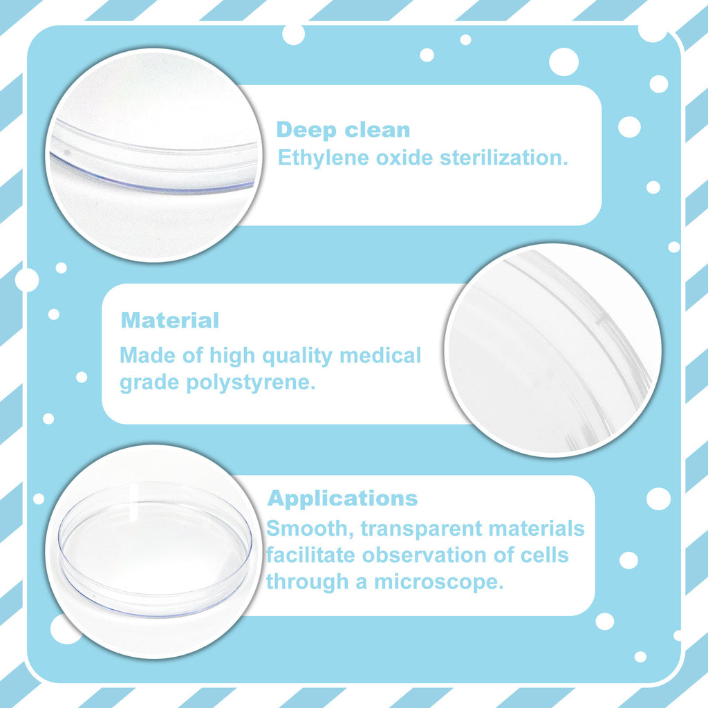Biologix® Petri Dishes with Lids, Deep Clean, Sterilized, 60x15mm, 10 Pieces/Bag, 50 Bags/Case
