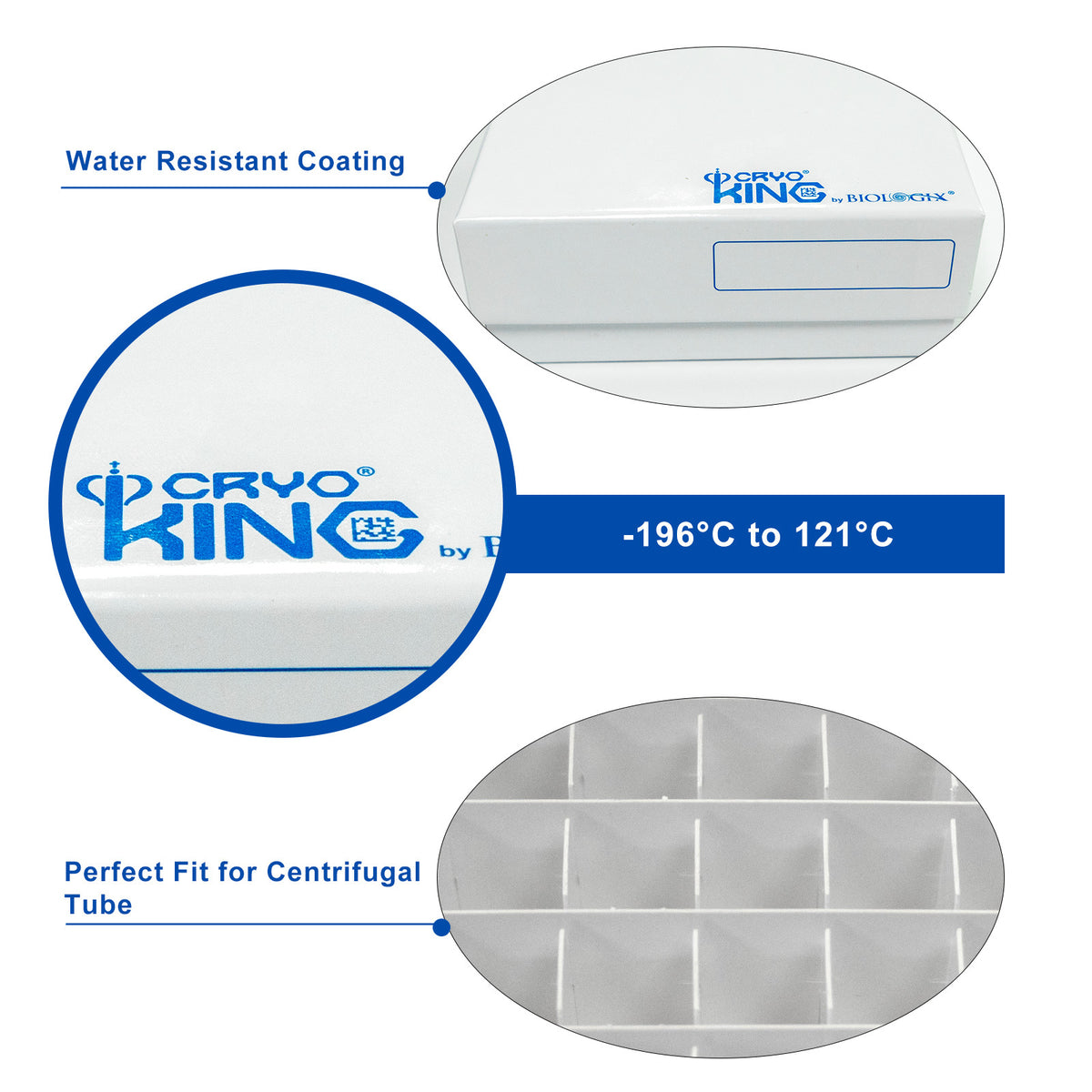 Biologix® Premium Cardboard Cryogenic Boxes, 2 Inch, Glossy Coating, 5 Pieces/Pack, 20 Packs/Case