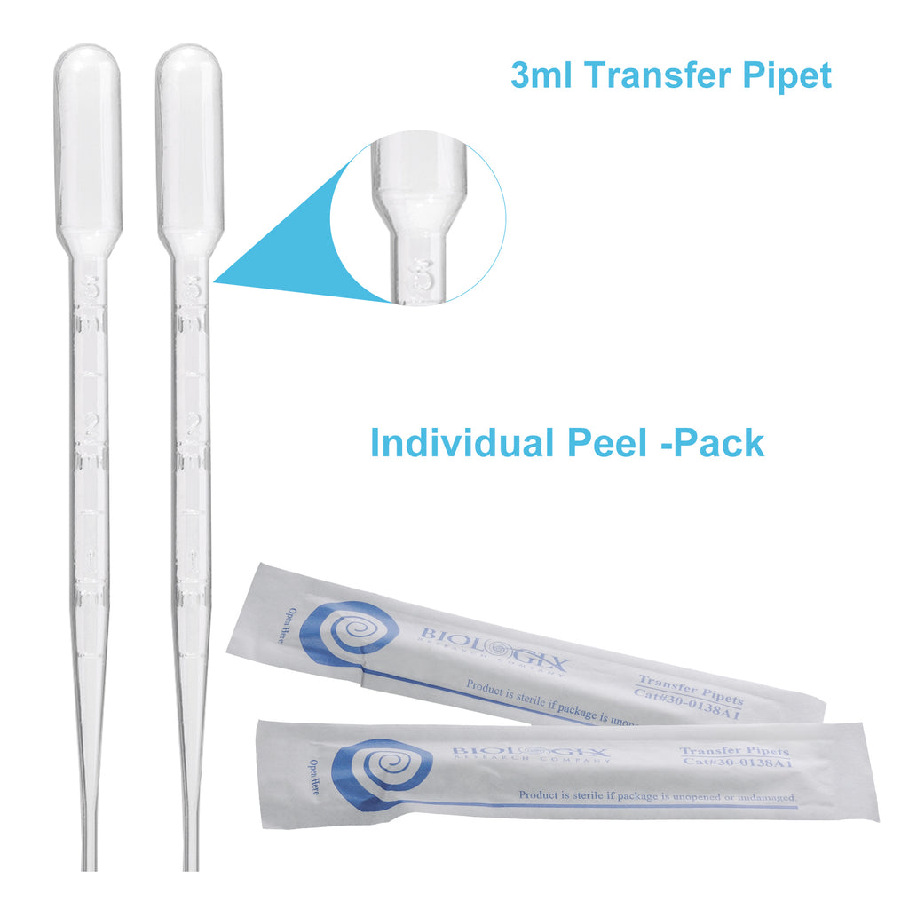 Biologix Transfer Pipets- 3mL (162mm), 500/Pack, 4 Packs/Case