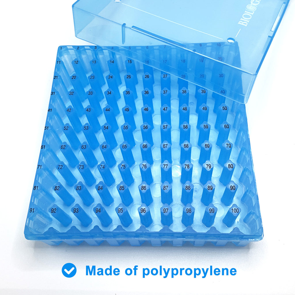CryoKING® PP Cryogenic Boxes (2in. 100-Well, Assorted Colors), 5 Pieces/Pack, 4 Packs/Case