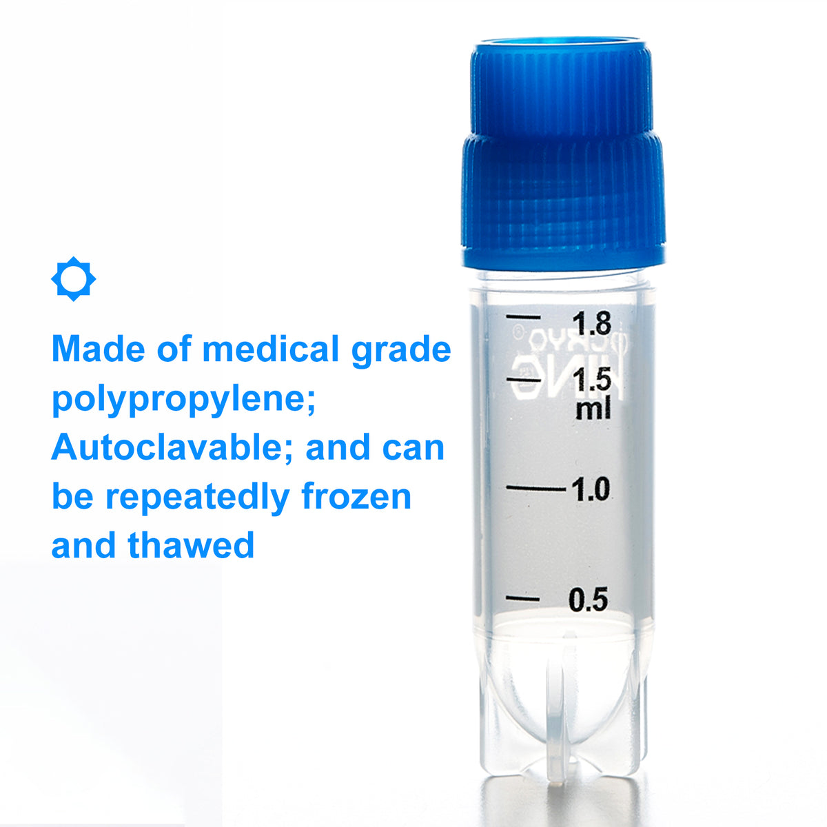 CryoKING® Cryogenic Vials - 2.0mL, External Thread, 25 Sets/ Bag, 20 Bags/Pack, 2 Packs/Case