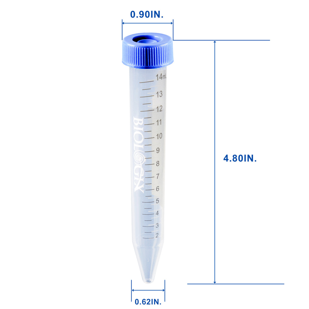 Biologix® Centrifuge Tubes-15mL, Flat Top, Bulk Pack, 500 Sets/Case