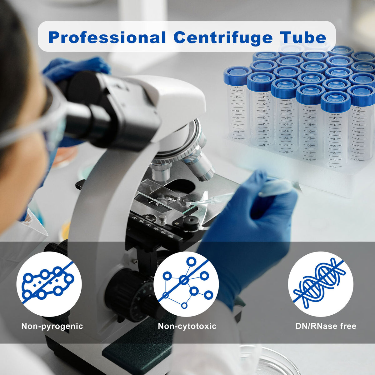 Biologix® Centrifuge Tubes-15mL, Flat Top, Bulk Pack, 500 Sets/Case