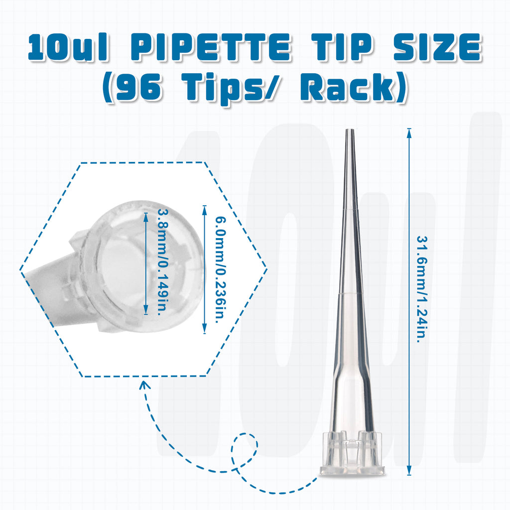 Biologix® Universal Pipet Tips-10μL, Sterile, 96 Pieces/Rack, 10 Racks/Pack, 10 Packs/Case