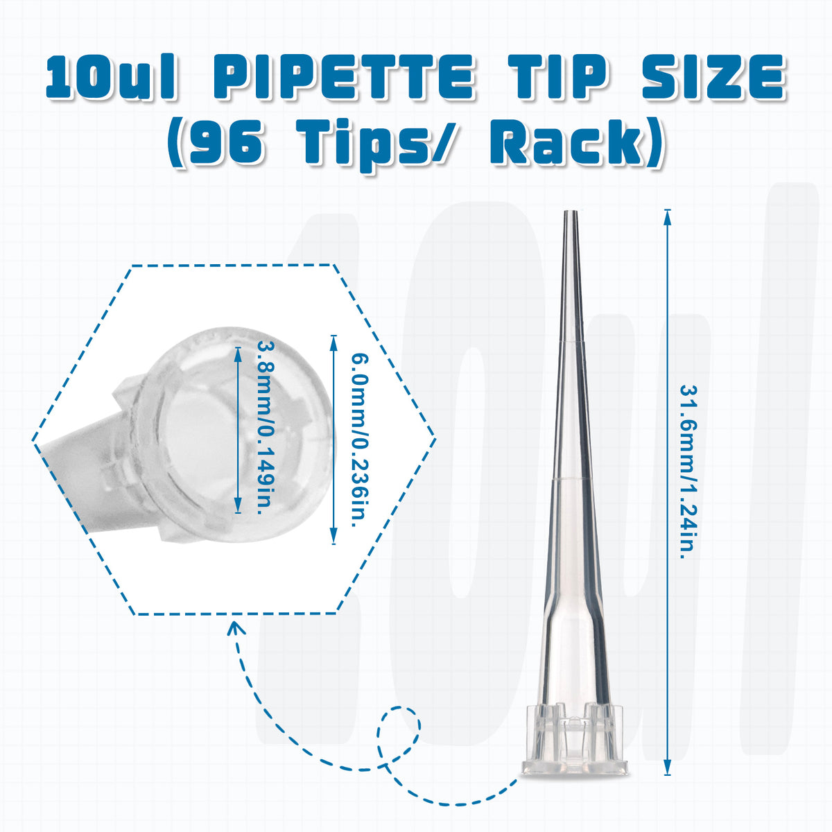 Biologix® Universal Pipet Tips-10μL, Sterile, 96 Pieces/Rack, 10 Racks/Pack, 10 Packs/Case