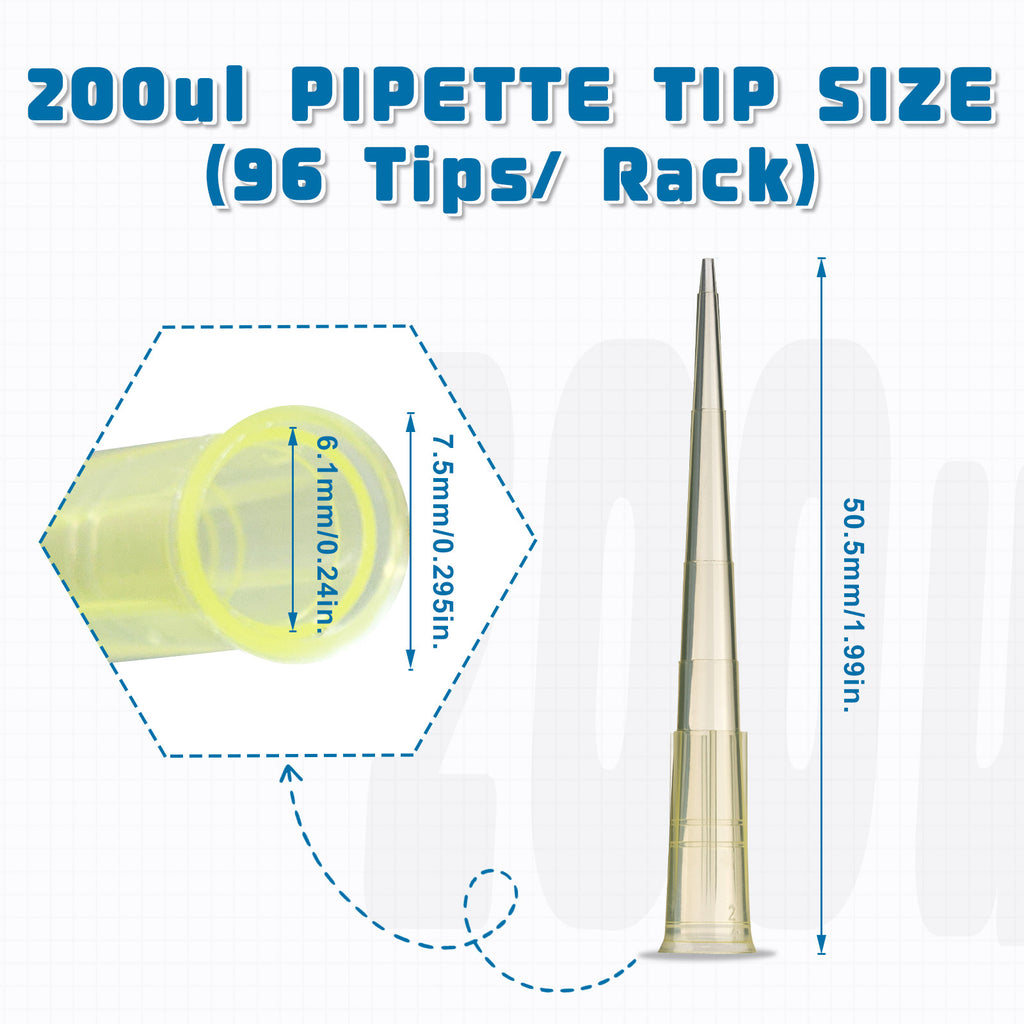 Biologix® Universal Pipet Tips-200μL, Sterile, 96 Pieces/Rack, 10 Racks/Pack, 10 Packs/Case