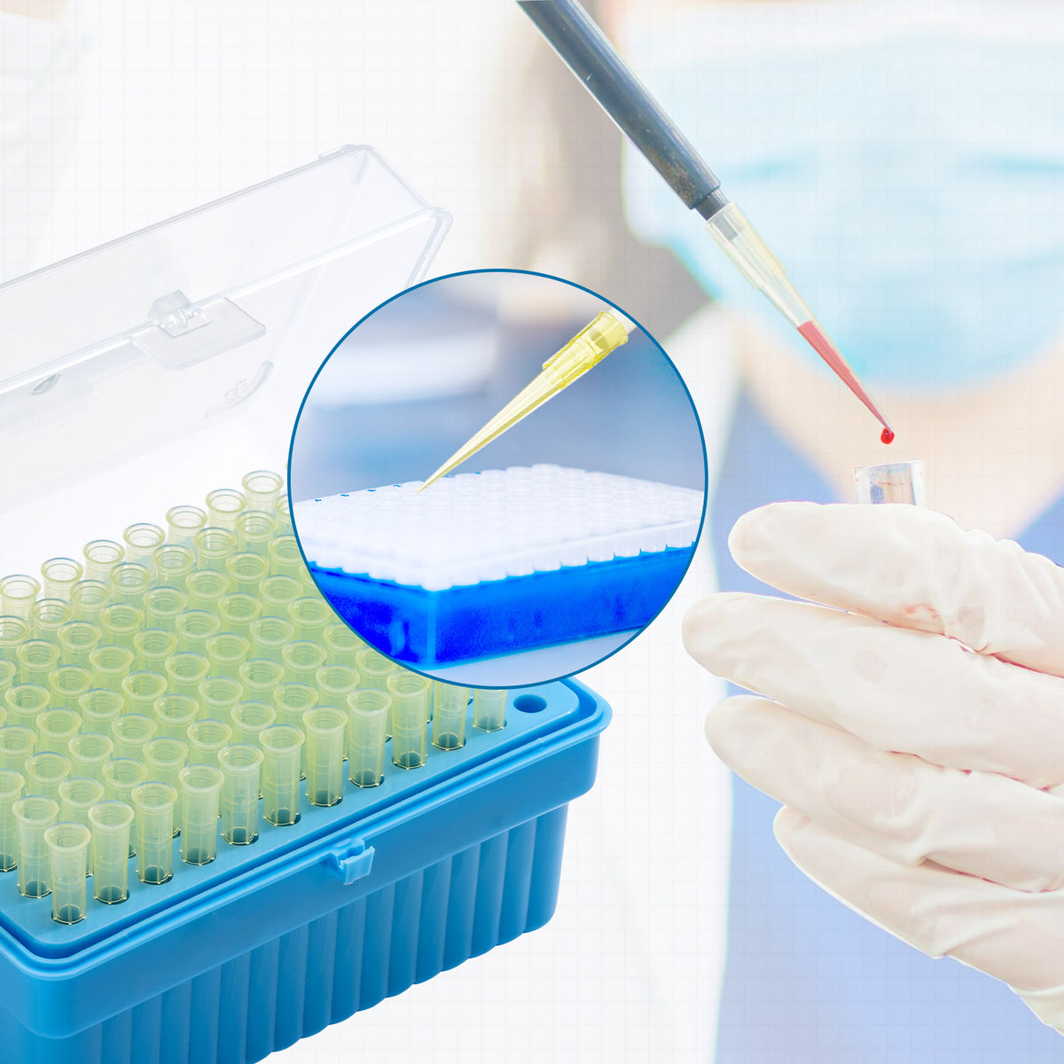 Biologix® Universal Pipet Tips-200μL, Sterile, 96 Pieces/Rack, 10 Racks/Pack, 10 Packs/Case