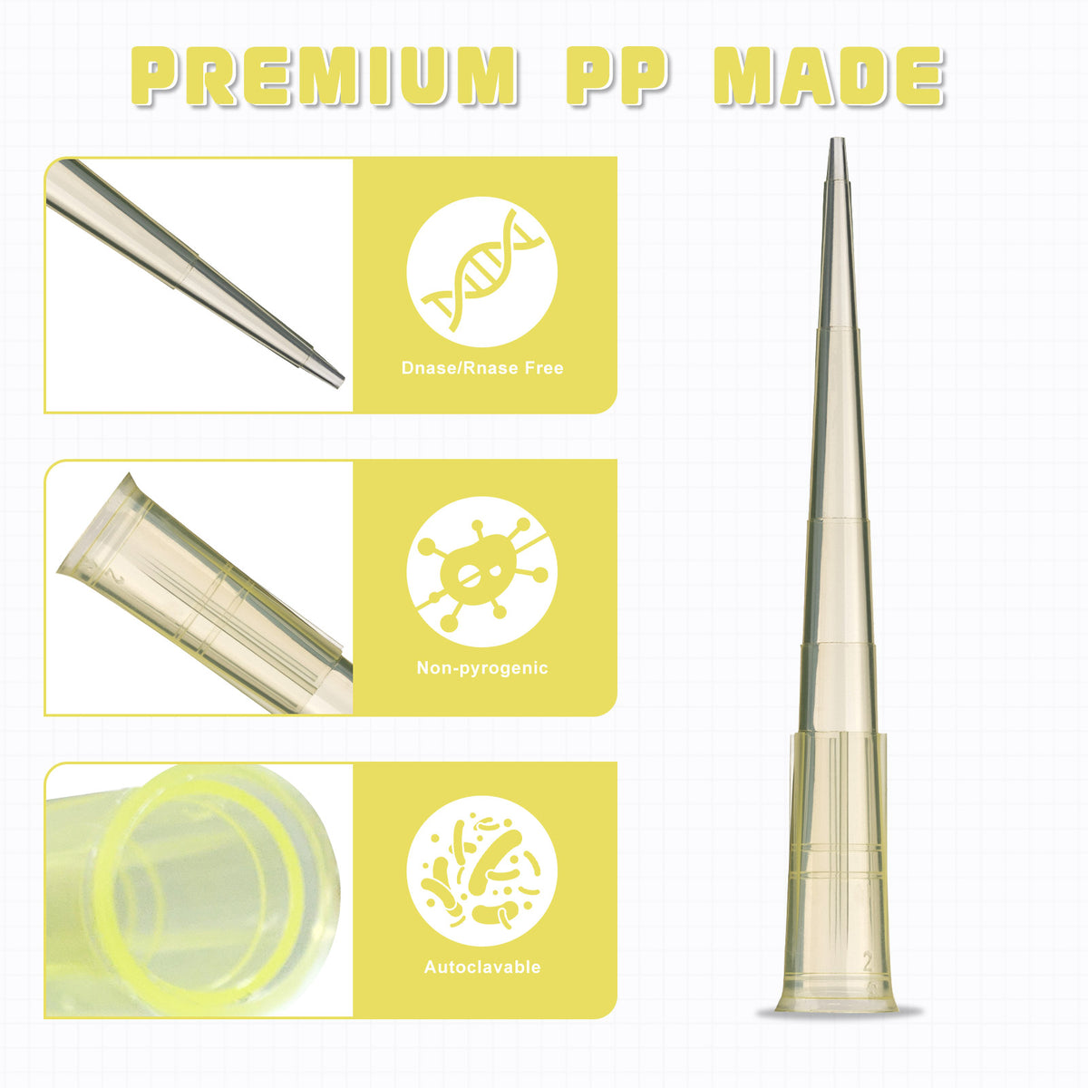 Biologix® Universal Pipet Tips-200μL, Sterile, 96 Pieces/Rack, 10 Racks/Pack, 10 Packs/Case