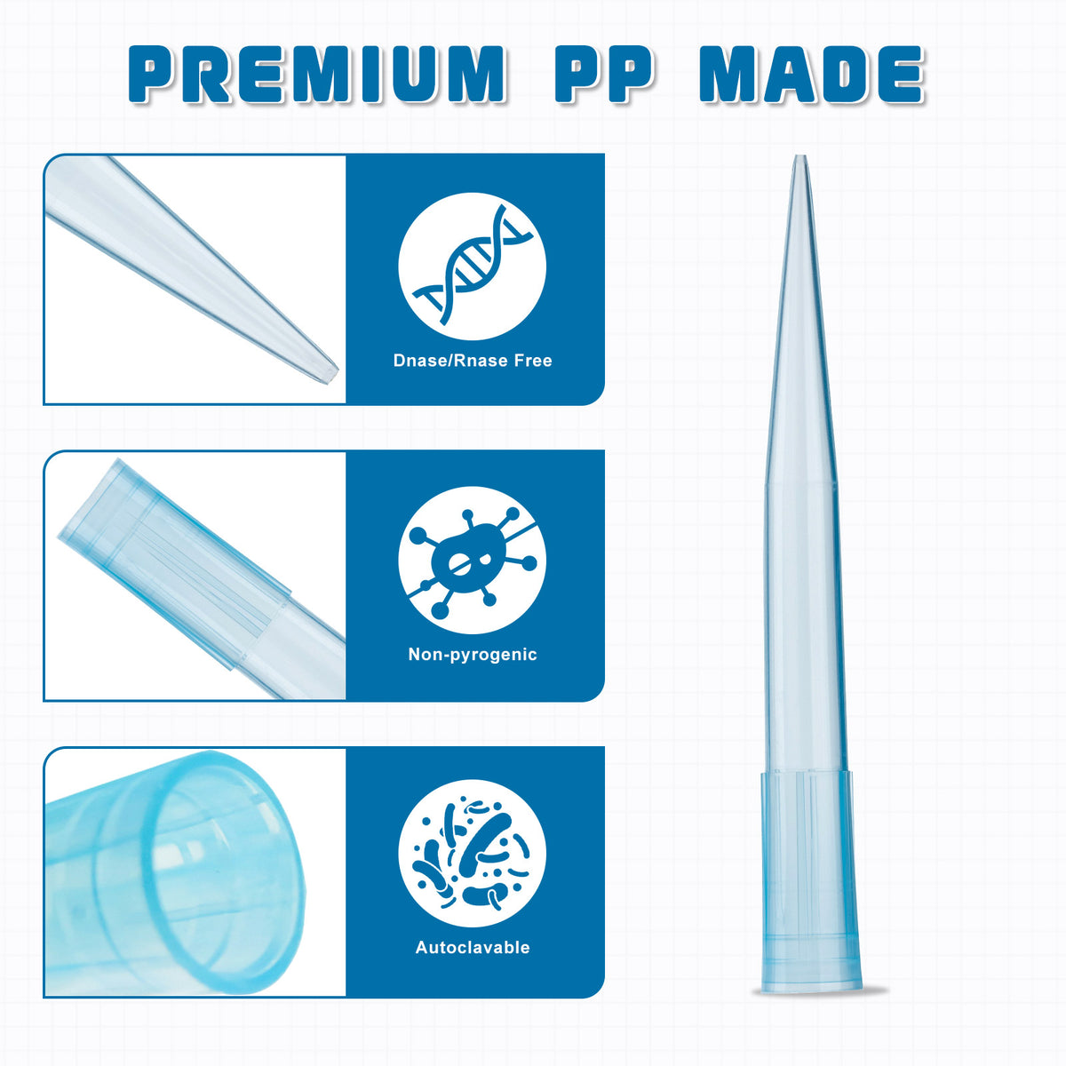Biologix® Universal Pipet Tips-1000μL, Blue, 100 Pieces/Rack, 6 Racks/Pack, 10 Packs/Case