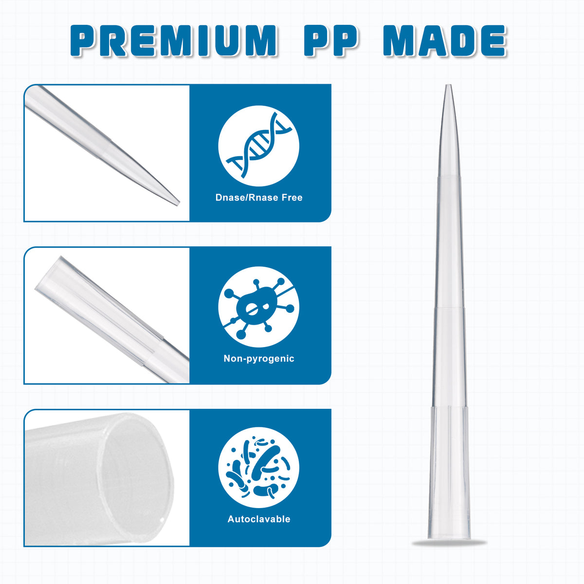 Biologix® Universal Pipet Tips, 1000µL Extended, Natural, 1,000 /Bag/Pack, 10 Packs/Case