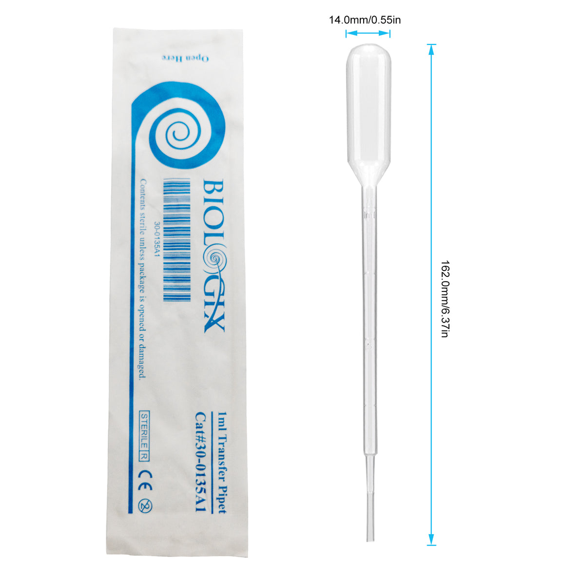 Biologix® Transfer Pipets-1mL (162mm), 500/Pack, 4 Packs/Case