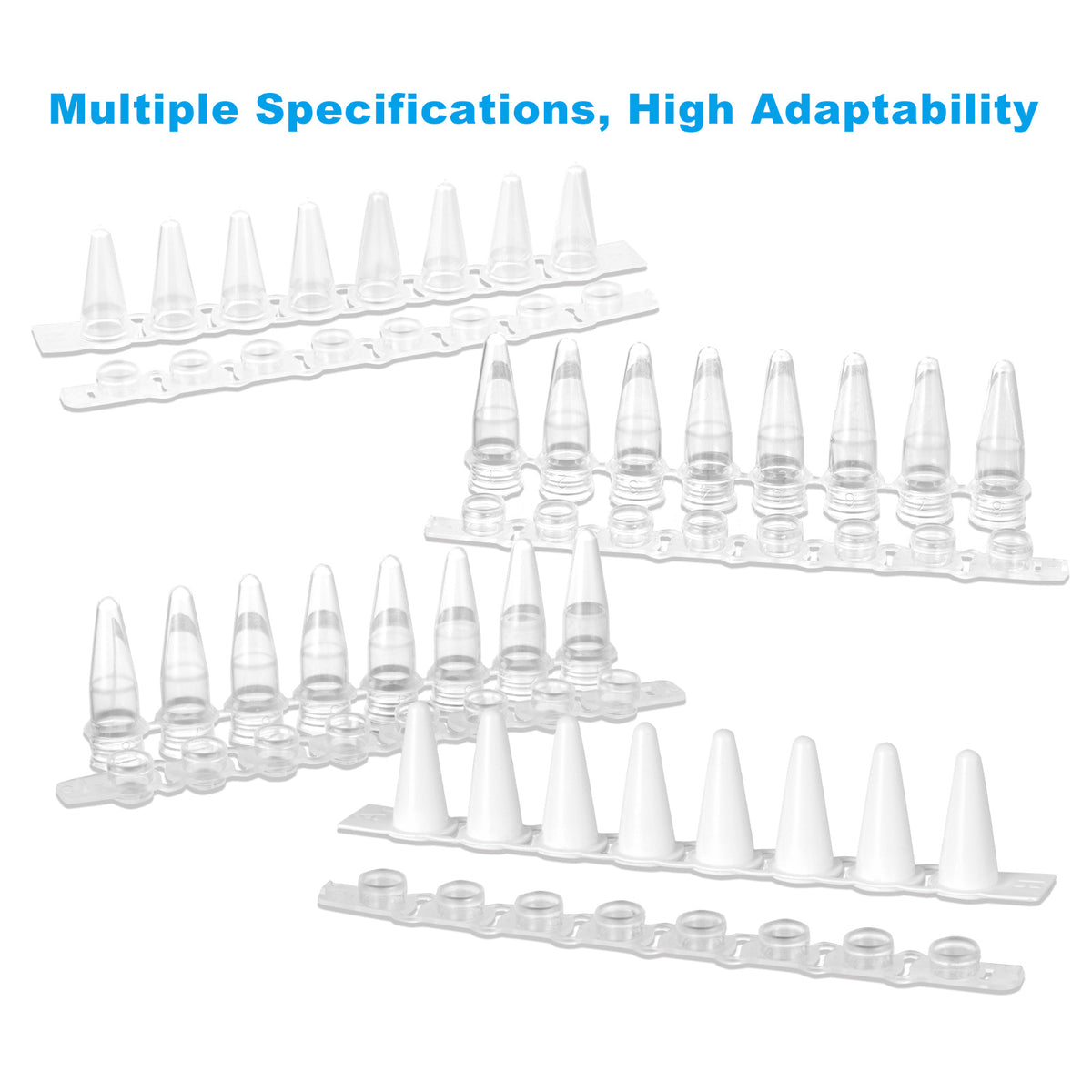 Biologix® 8-Strip PCR Tubes-0.2mL, Individual type with attached cap, Flat-Top, 120/Unit, 10 Units/Case