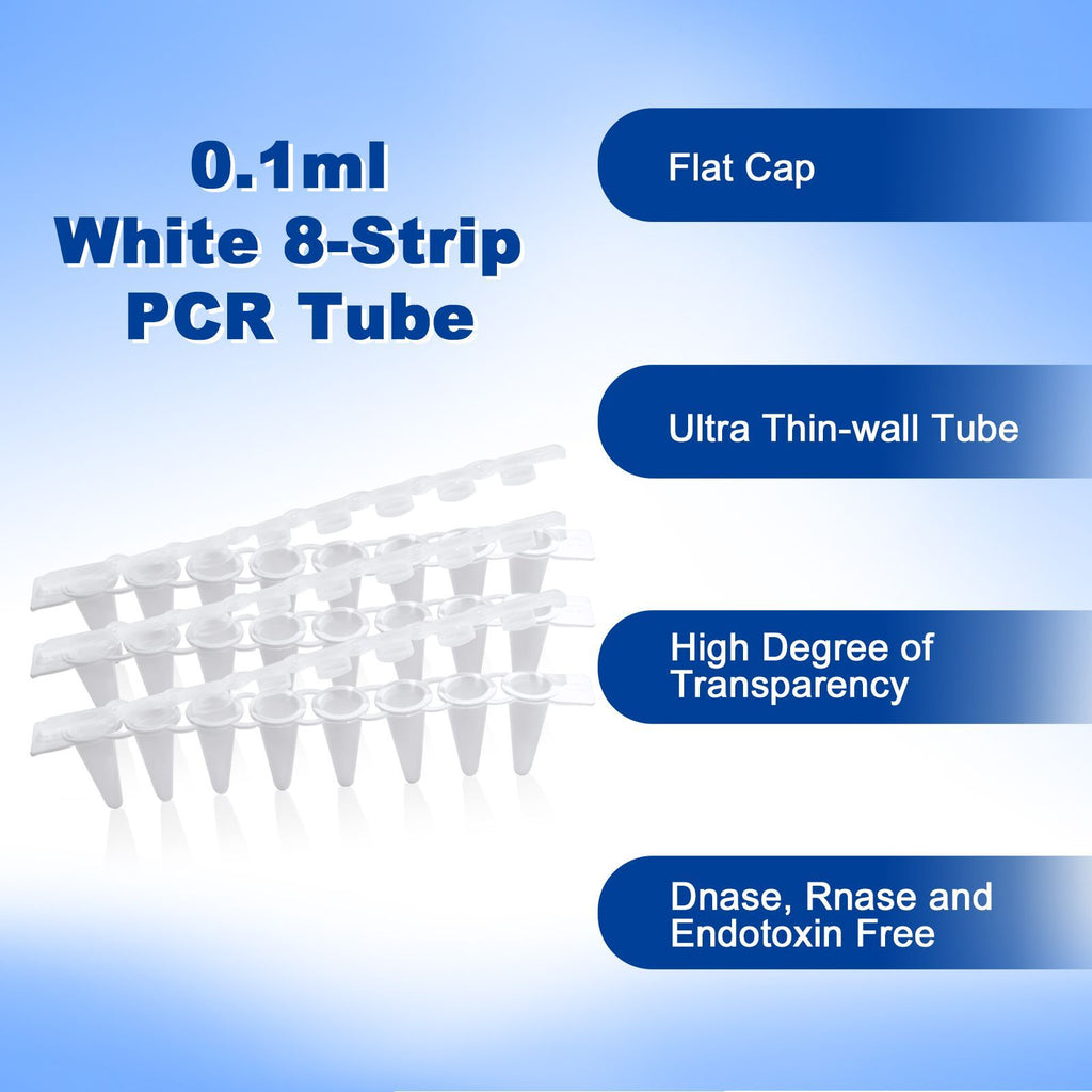 Biologix® 8-Strip PCR Tubes-0.1mL, 125 Strip Tubes+125 Strip Caps/Pack, 10 Packs/Case