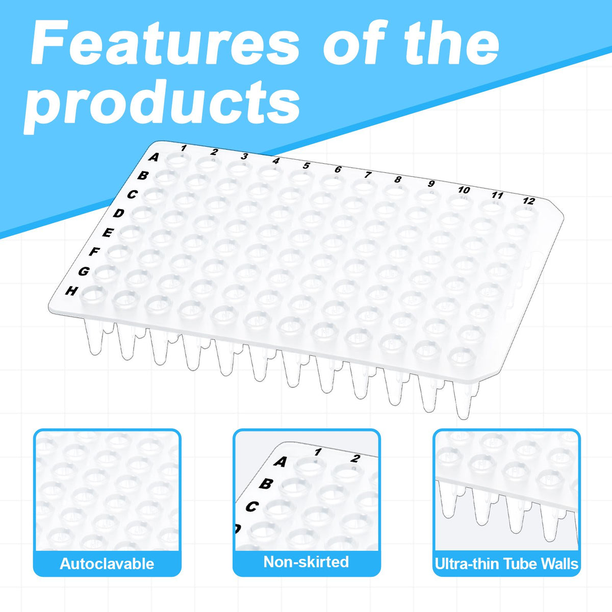 Biologix® PCR Plates-0.2mL Non-Skirted (96-well), 10 Pieces/Pack, 10 Packs/Case