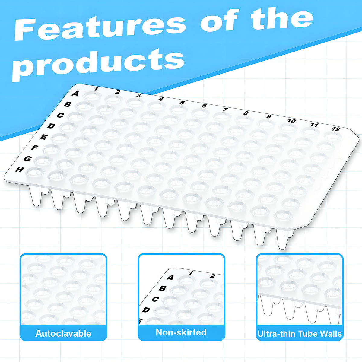 Biologix® PCR Plates-0.1mL Non-Skirted (96-well), 10 Pieces/Pack, 10 Packs/Case