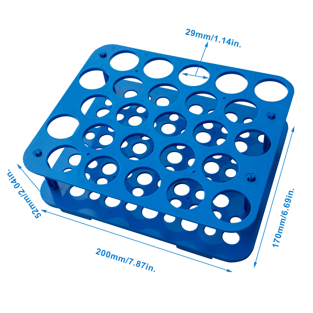 Biologix® Centrifuge Tube Racks, Blue, 25/50-Well, 1 Piece/Bag, 20 Bags/Case