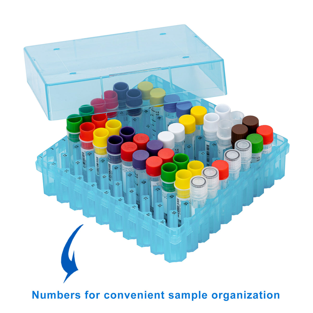 CryoKING® PP Cryogenic Boxes (2in. 100-Well, Assorted Colors), 5 Pieces/Pack, 4 Packs/Case
