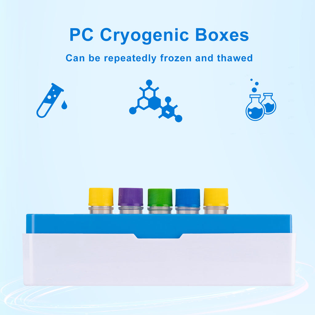 CryoKING® PC Cryogenic Boxes, 2 Inch, 81/100-Well, Assorted Colors, 5/Pack, 20/Case