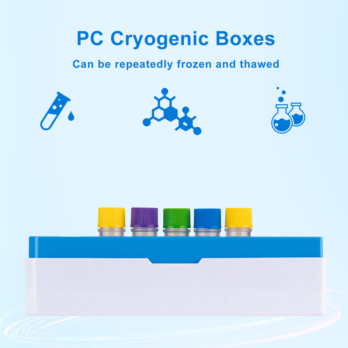CryoKING® PC Cryogenic Boxes, 2 Inch, 81/100-Well, Assorted Colors, 5/Pack, 20/Case