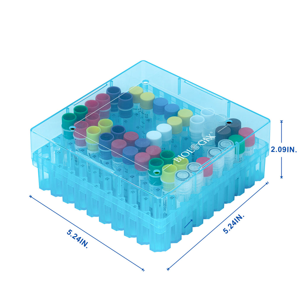 CryoKING® PP Cryogenic Boxes (2in. 100-Well, Assorted Colors), 5 Pieces/Pack, 4 Packs/Case