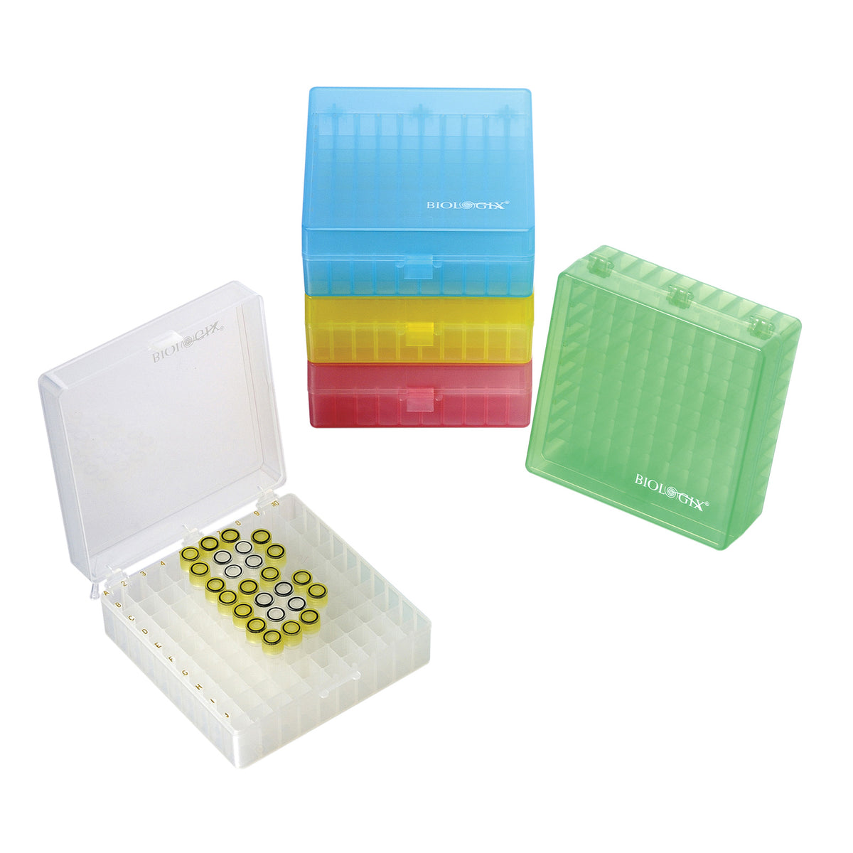 CryoKING® PP Cryogenic Boxes, 2 Inch, 100-Well, Hinged Lid, 5 Pieces/Pack, 4 Packs/Case