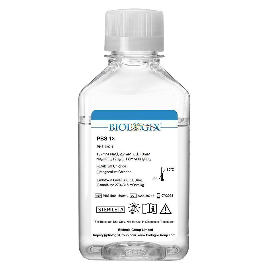 Biologix® PBS Buffer ( 1X ), pH7.4, Sterile, Low Endotoxin, 500mL/Bottle