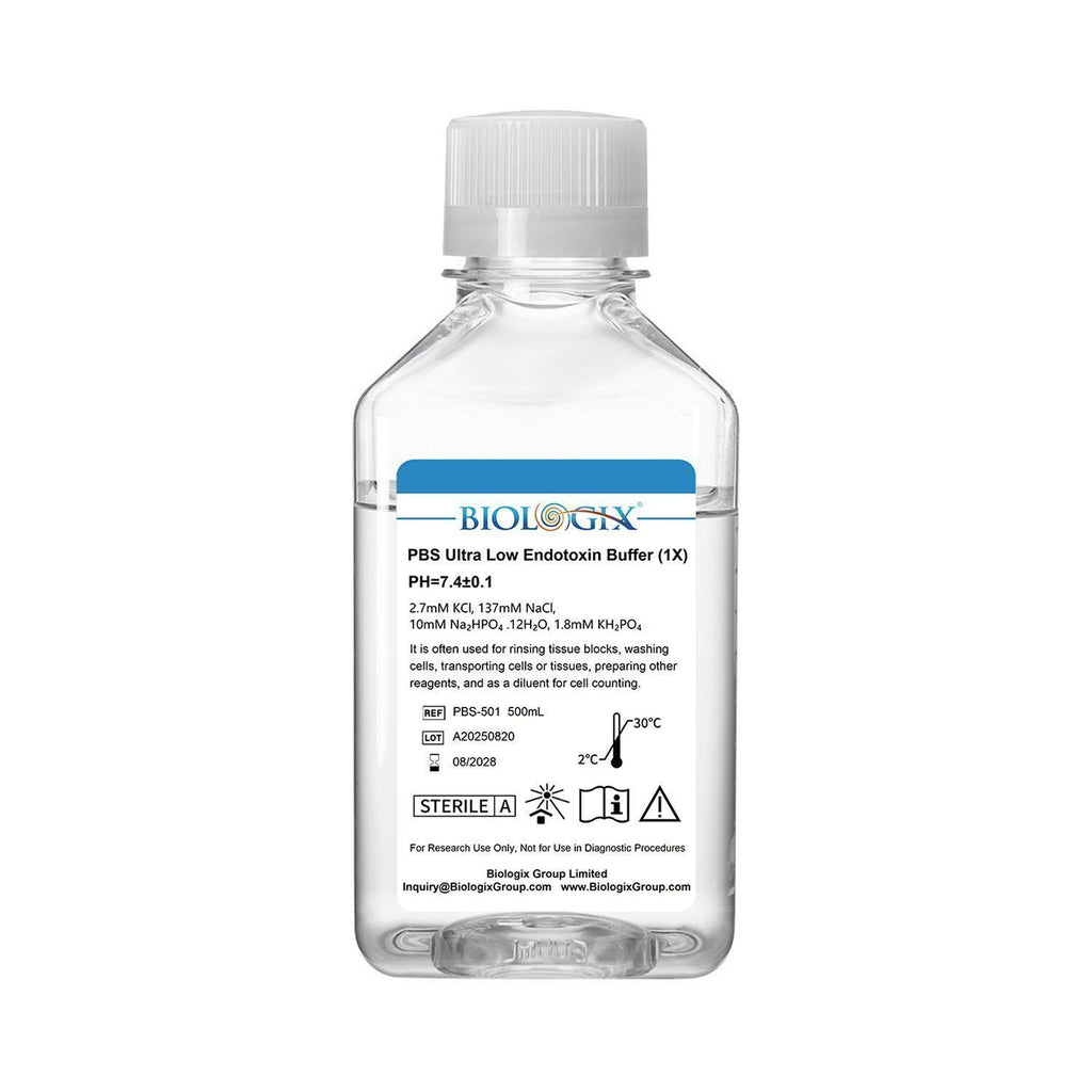 Biologix® PBS Buffer ( 1X ), pH7.4, Sterile, Ultra - low endotoxin, 500mL/Bottle, 10 Bottles/Case