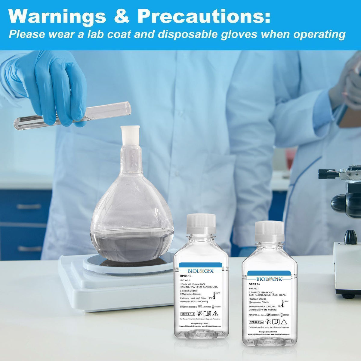 Biologix® DPBS Buffer (without Ca2+&Mg2+) (1×), pH7.4, Sterile, Low Endotoxin, 500mL/ Bottle