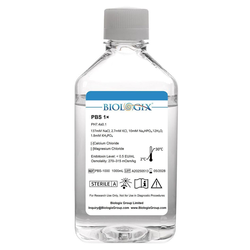 Biologix® PBS Buffer( 1X ), pH7.4, Sterile, Low Endotoxin, 1000mL/Bottle