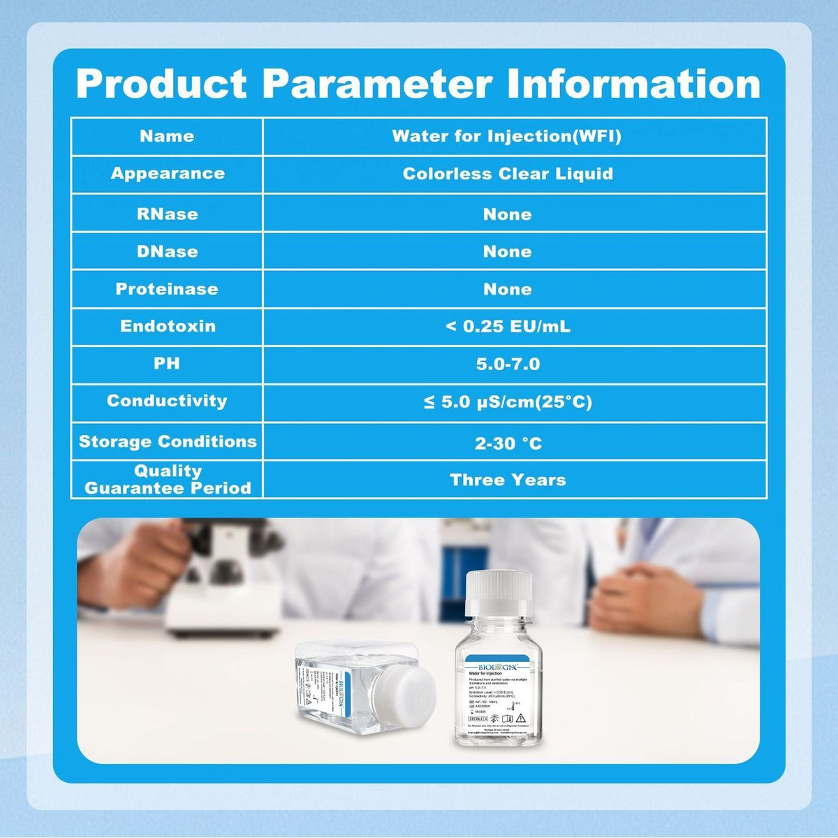 Biologix® Water for Cell Culture( WFI ), Sterile, 100mL/ Bottle