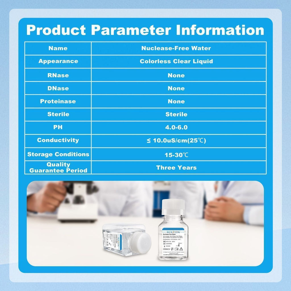 Biologix® Nuclease-Free Water, 100mL/ Bottle, 20 Bottles/Case