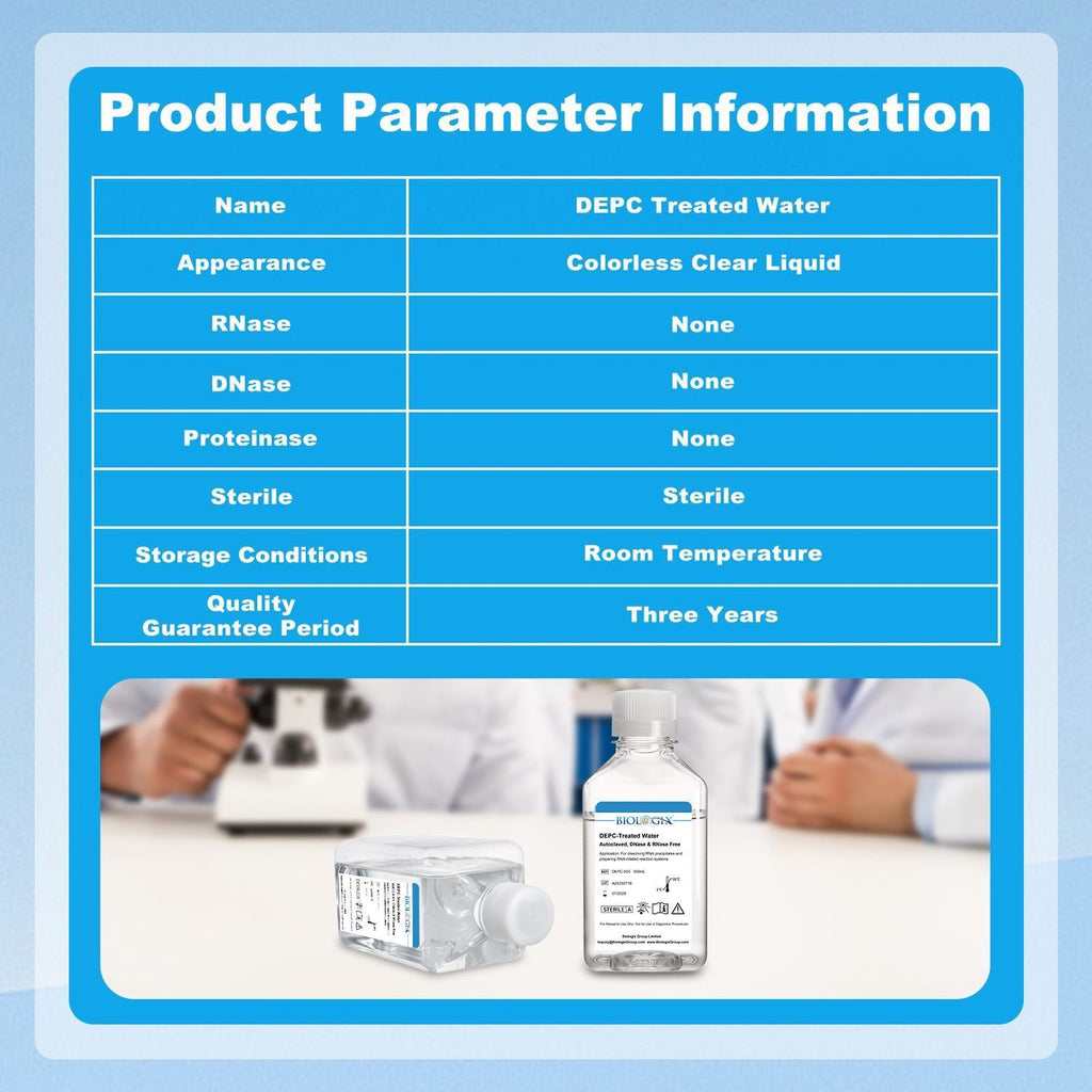Biologix® DEPC-Treated Water, Sterile, 500mL/ Bottle, 10 Bottles/Case