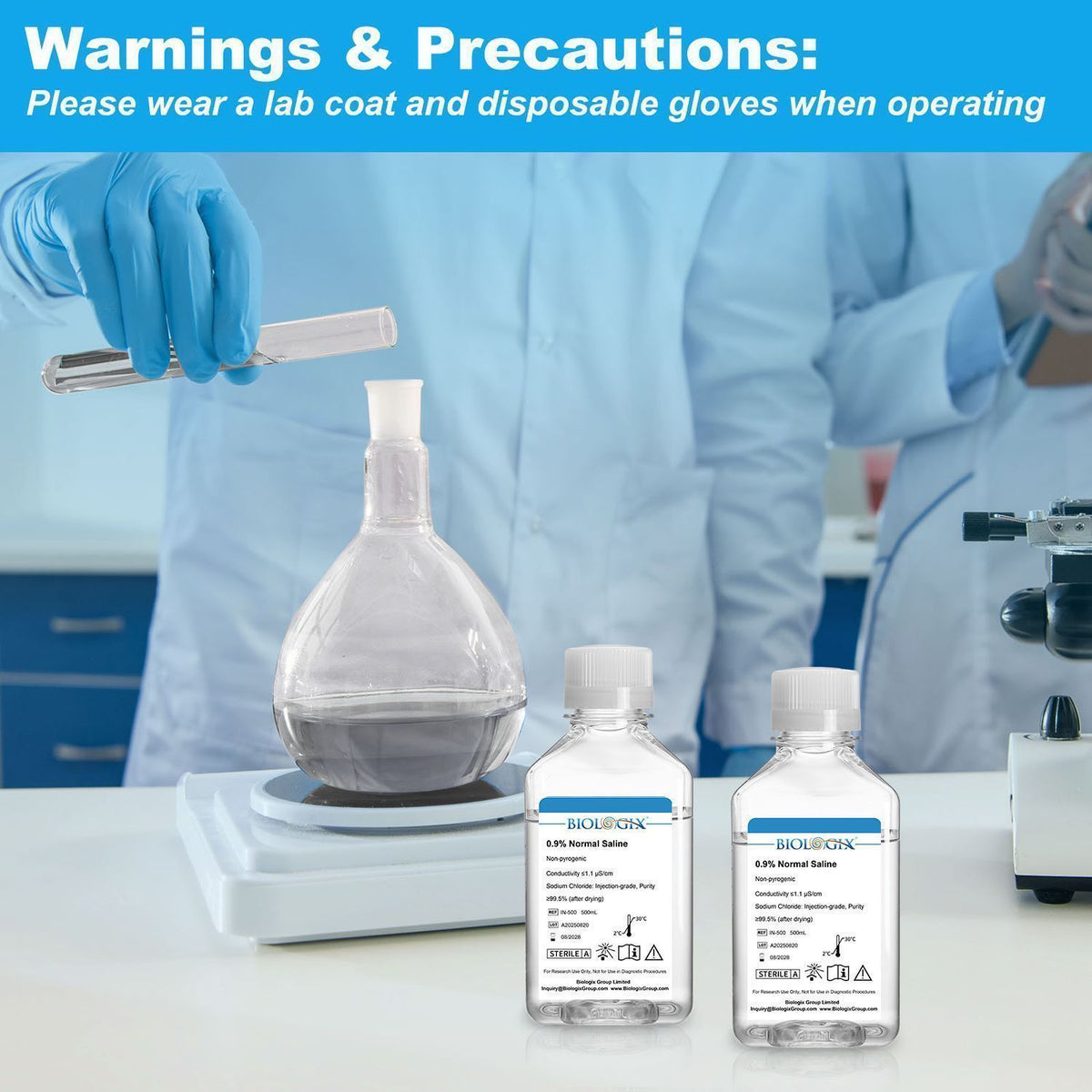 Biologix® 0.9% Saline Solution, 500mL/Bottle, 10 Bottles/Case