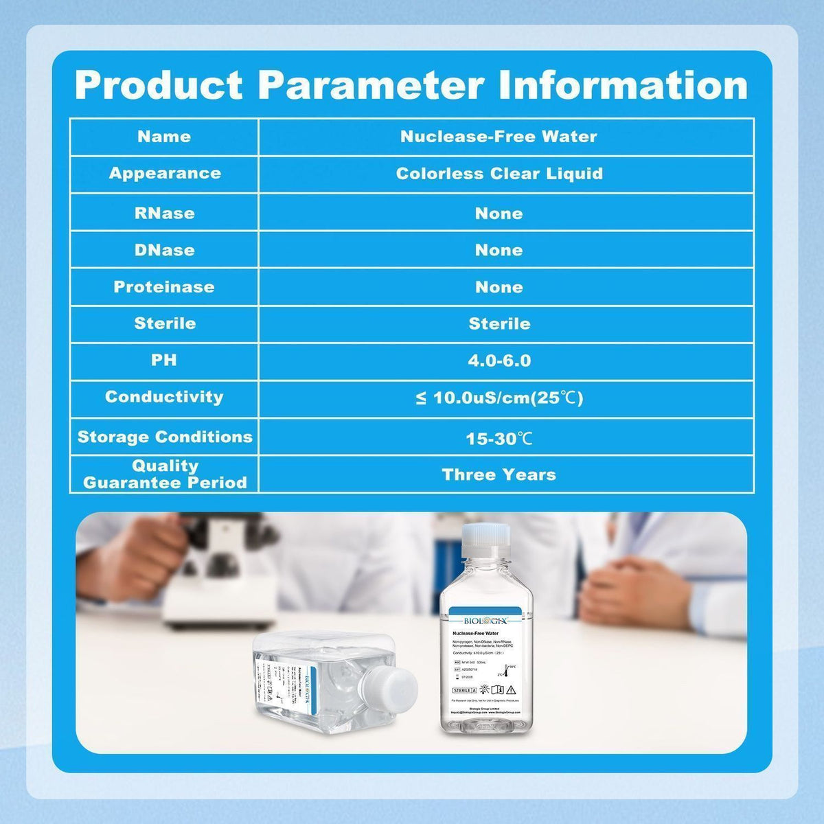 Biologix® Nuclease-Free Water, 500mL/ Bottle