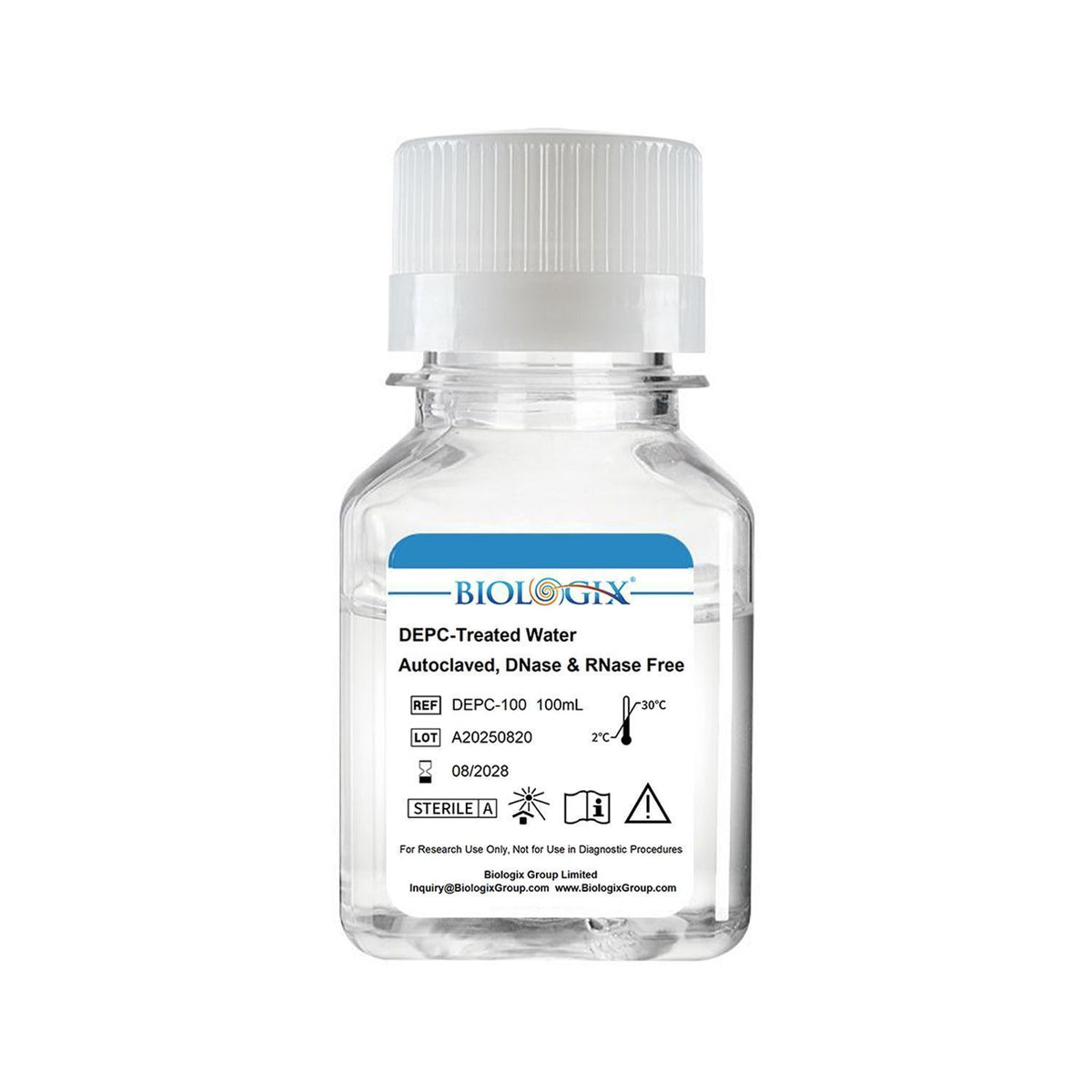 Biologix® DEPC-Treated Water, Sterile, 100mL/ Bottle, 20 Bottles/Case