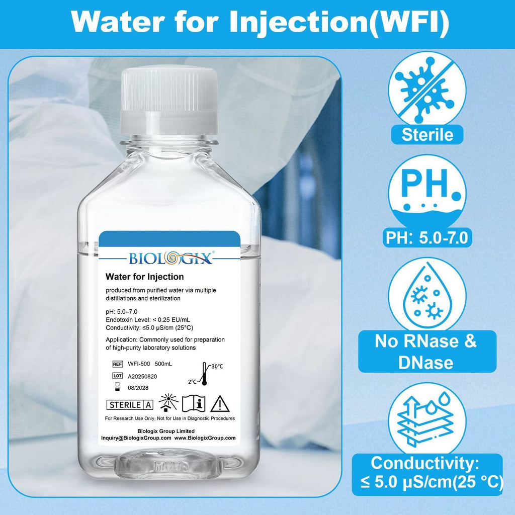 Biologix® Water for Cell Culture ( WFI ), Sterile, 500mL/ Bottle, 10 Bottles/Case