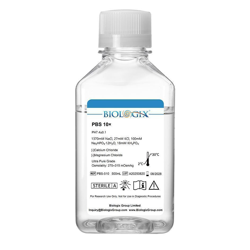 Biologix® PBS Buffer ( 10X ), pH7.4, Sterile, 500mL/ Bottle, 10 Bottles/Case