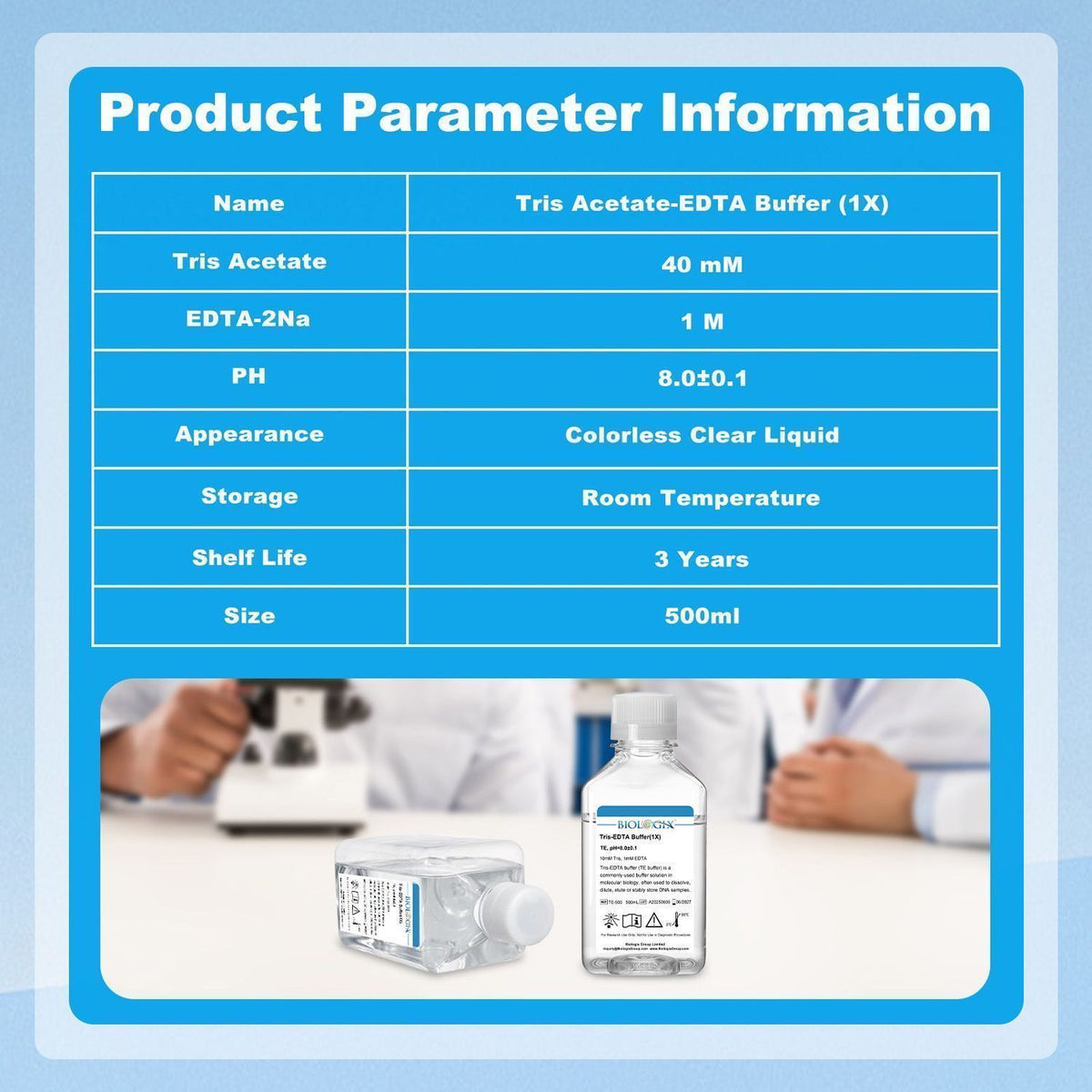 Biologix® TE ( Tris-EDTA ) Buffer( 1X ), pH8.0, 500mL/ Bottle