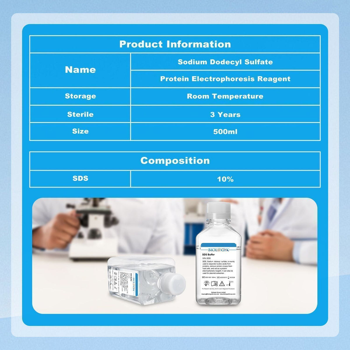 Biologix® SDS Buffer, 500mL/ Bottle, 10 Bottles/Case
