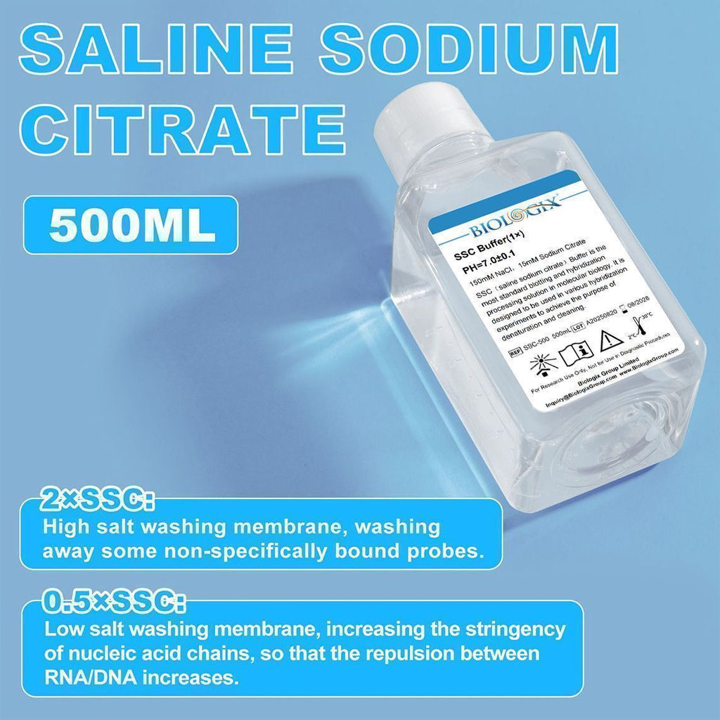 Biologix® SSC (saline sodium citrate) Buffer (1×), pH 6.9-7.1, 500mL/Bottle