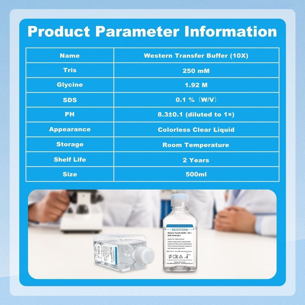 Biologix® Western Transfer Buffer ( 10X ), pH 8.3, 500mL/ Bottle