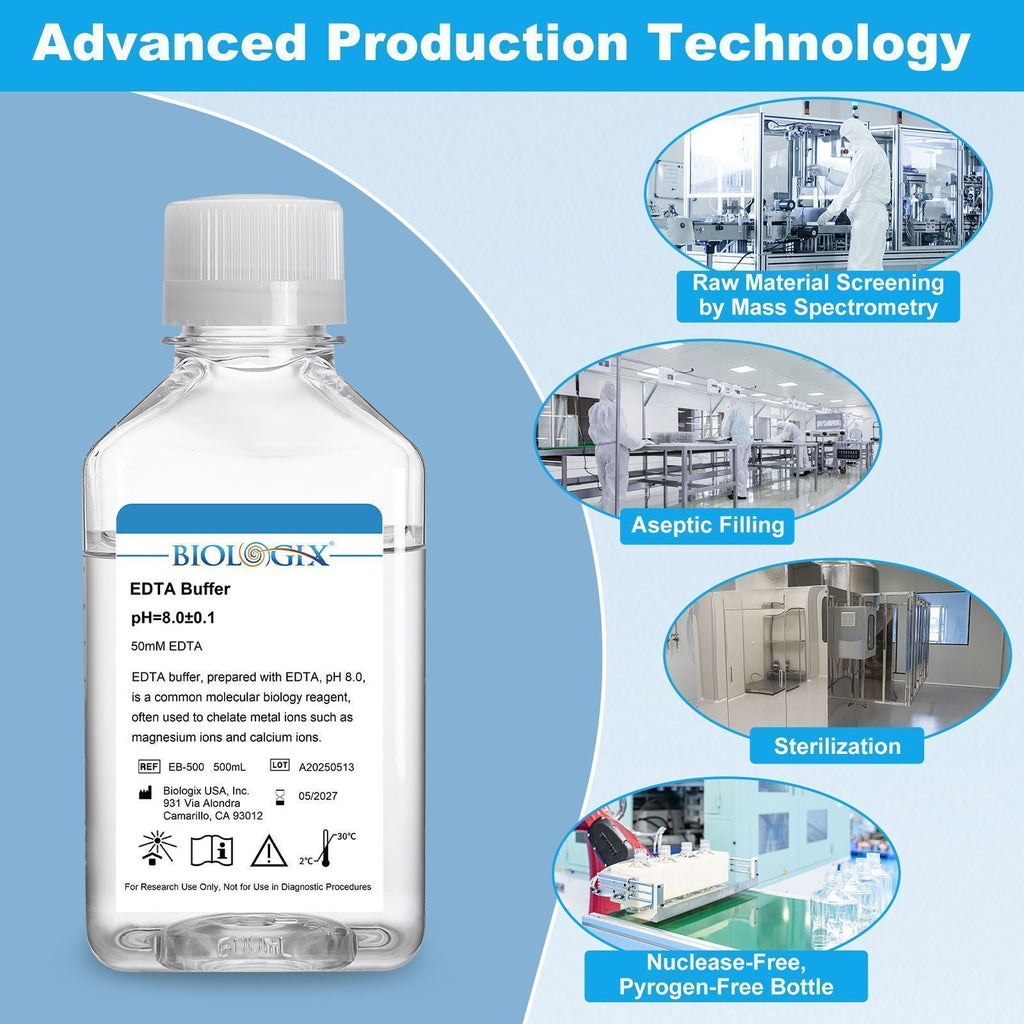 Biologix® EDTA Buffer, pH 8.0, 500mL/ Bottle, 10 Bottles/Case