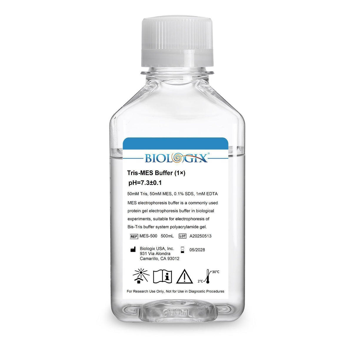 Biologix® TRIS-MES Buffer( 1X ), PH7.3, 500mL/Bottle, 10 Bottles/Case